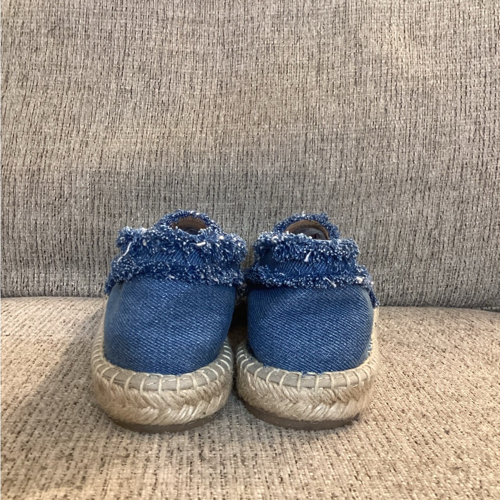 Saks Fifth Avenue Blue Denim Frayed Espadrille Flats - Picture 8 of 13